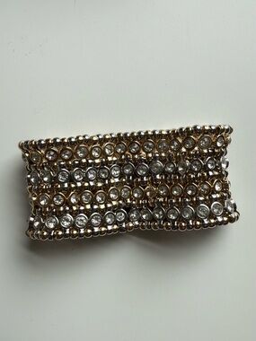 White House Black Market Gold and Silver Crystal Stretch Bracelet